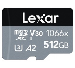 Slika izdelka: Spominska kartica Lexar Professional 1066x, micro SDXC, 512GB, 160MB/s, U3, V30, A2, UHS-I, z adapterjem