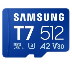 Slika izdelka: Spominska kartica Samsung T7, micro SDXC, 512GB, U3, V30, A2, UHS-I, 170 MB/s