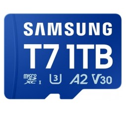 Slika izdelka: Spominska kartica Samsung T7, micro SDXC, 1TB, U3, V30, A2, UHS-I, 170 MB/s