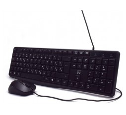 Slika izdelka: Tipkovnica in miška Ewent Business Combo s tihim tipkami, črna, USB, SLO