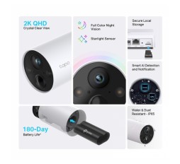 Slika izdelka: TP-LINK Tapo C420S2 4MP 2K QHD 3,18mm dnevna/nočna WiFi črno/bela brezžična zunanja nadzorna kamera 2 kom