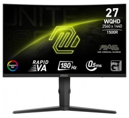Slika izdelka: Zaslon MSI MAG 275CQRF QD E2 / 27" / WQHD / Rapid VA / 180Hz / 0.5ms (GtG) / ukrivljen / črn - nastavljiv po višini - PD 15W