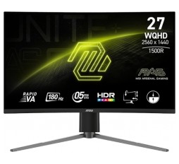Slika izdelka: Zaslon MSI MAG-27CQ6PF / 27" / WQHD / 180Hz / 0.5ms (GtG) / ukrivljen / črn - nastavljiv po višini