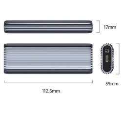 Slika izdelka: Zunanje ohišje za SSD, M.2 SATA 2230-2280 v USB 3.2 Gen2 Type-C, ALU, ORICO AM2C3