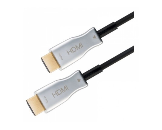 Goobay Optical Hybrid High Speed HDMI (M/M) 2.0 4K 60Hz 50m z Ethernet AOC pozlačen črn Optični Hibridni kabel