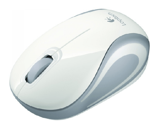 Logitech M187 brezžična optična mini bela miška