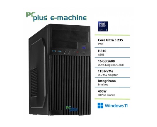 Pcplus e-machine Ultra 5 235 16GB 1TB SSD Windows 11 Home namizni računalnik