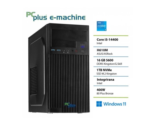 Pcplus e-machine i5 14400 16GB DDR5 1TB SSD Windows 11 Home namizni računalnik