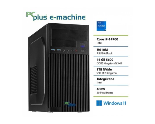 Pcplus e-machine i7 14700 16GB DDR5 1TB SSD Windows 11 Pro namizni računalnik