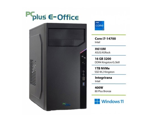 Pcplus e-office i7 14700 16GB DDR4 1TB SSD Windows 11 Pro namizni računalnik