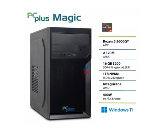 Pcplus Magic Ryzen 5 5600GT 16GB 1TB Windows 11 PRO namizni računalnik