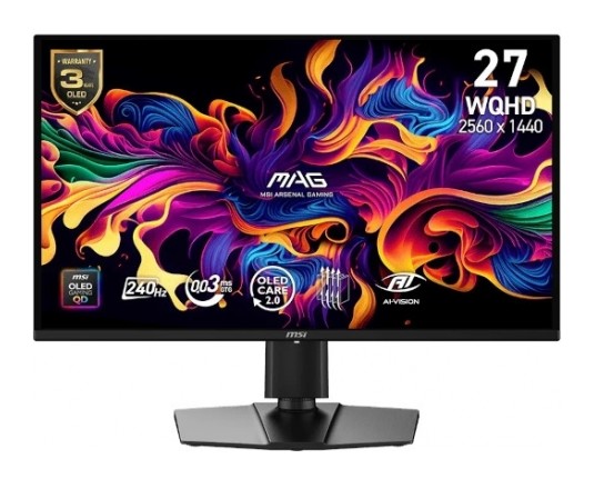 MSI Zaslon MAG 274QP QD-OLED X24 27" WQHD 240Hz 0, 03 ms (GTG) (črn) nastavljiv po višini
