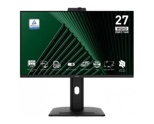 MSI Zaslon PRO MP275QPDG 27" WQHD IPS 100Hz 1ms KVM Web Camera Daisy Chain, črn nastavljiv po višini PD 98W